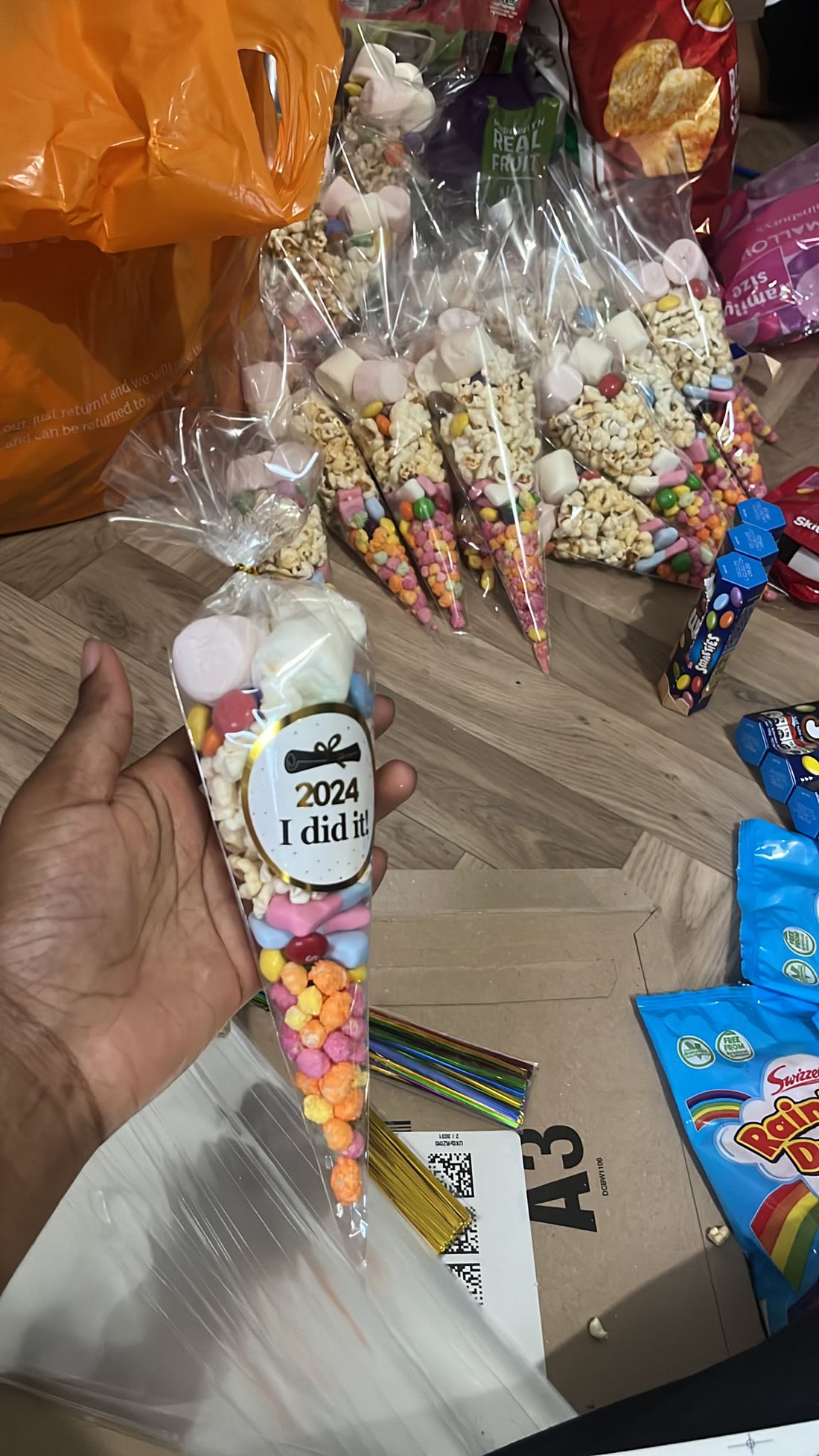 Fill-your-own sweet cones for graduations & party favours