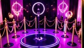 360 photo booth with neon lights